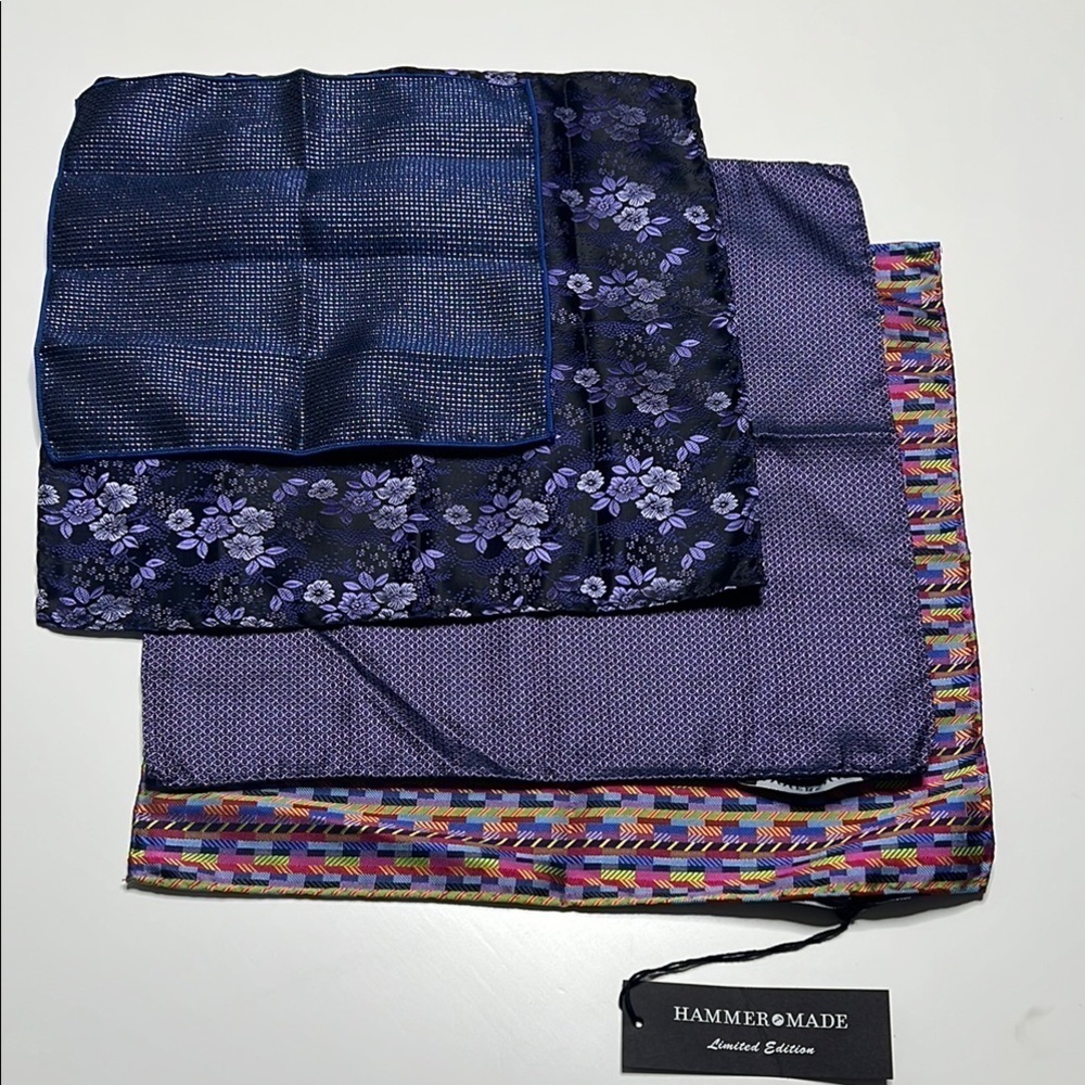 Hammer Made Limited Edition 4 Four Piece Woven Pocket Squares - New